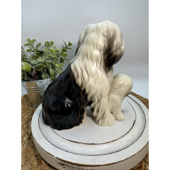 Vintage Old English Sheep Dog Harvey Knox Marked Bisque Figurine Mom Pup - Picture 2 of 4